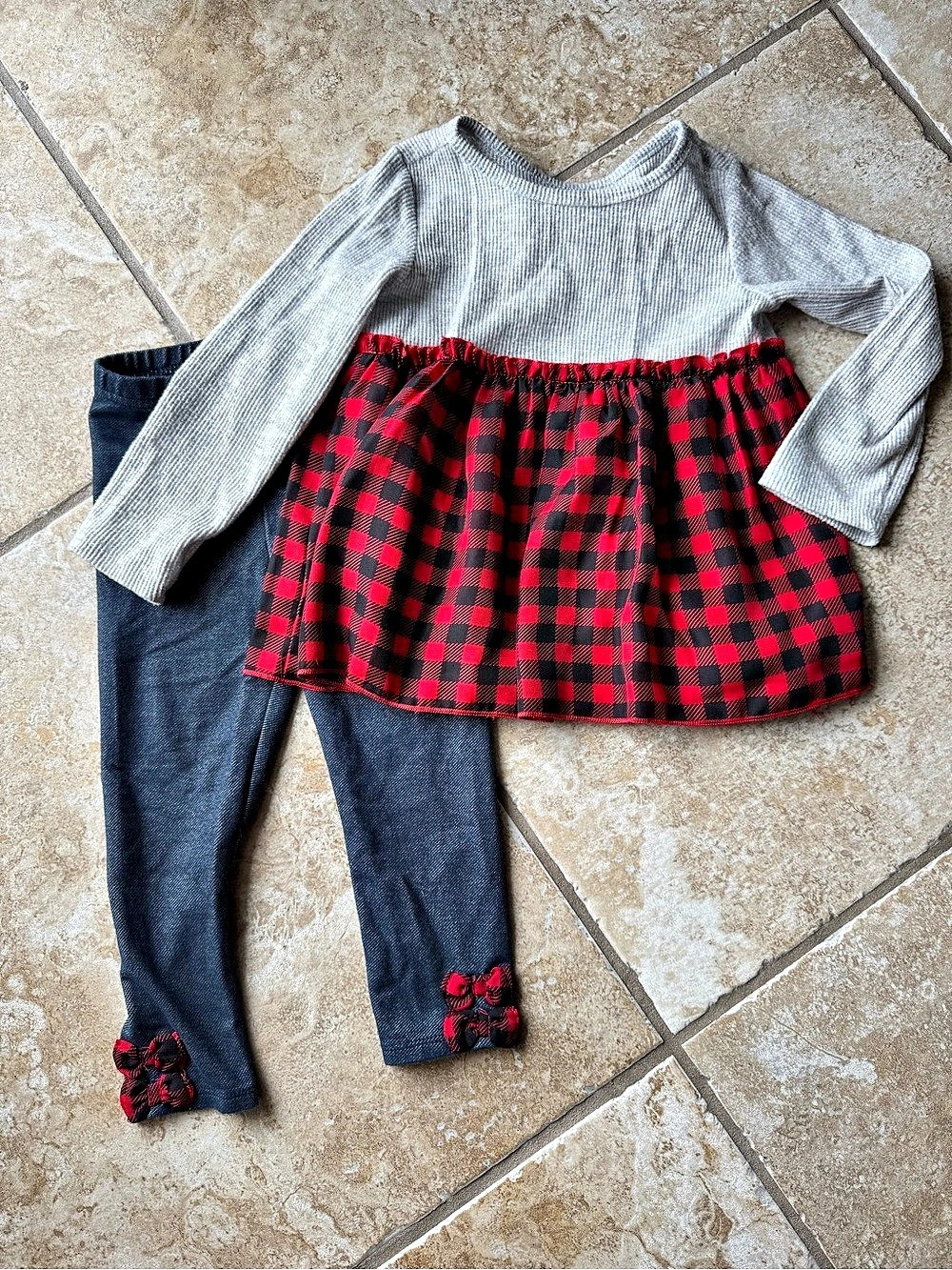 Wonder Nation, Long Sleeve Top and Leggings, Buffalo Plaid, Outfit Set Girls 3T